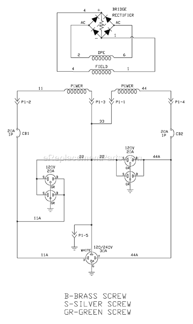 Page D Diagram and Parts List for 030325-0  Briggs and Stratton Generator